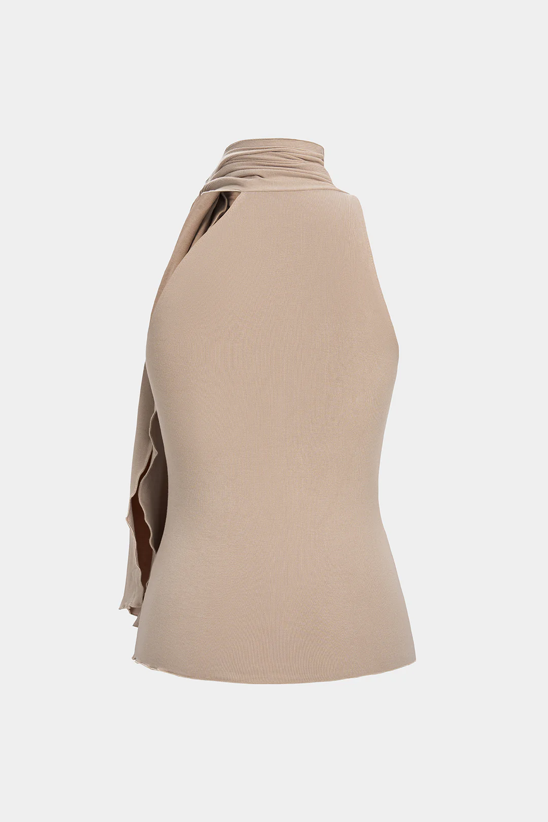 Solid Mock Neck Tie-Up Tank Top - Weenar