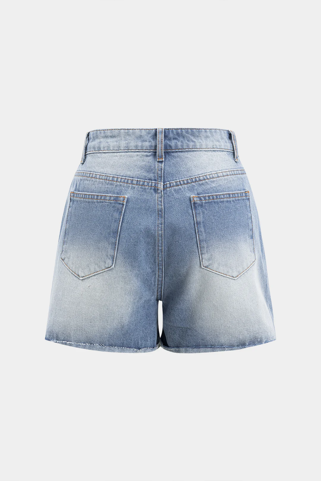 Denim Asymmetrical Button Pocket Ripped Shorts - Weenar