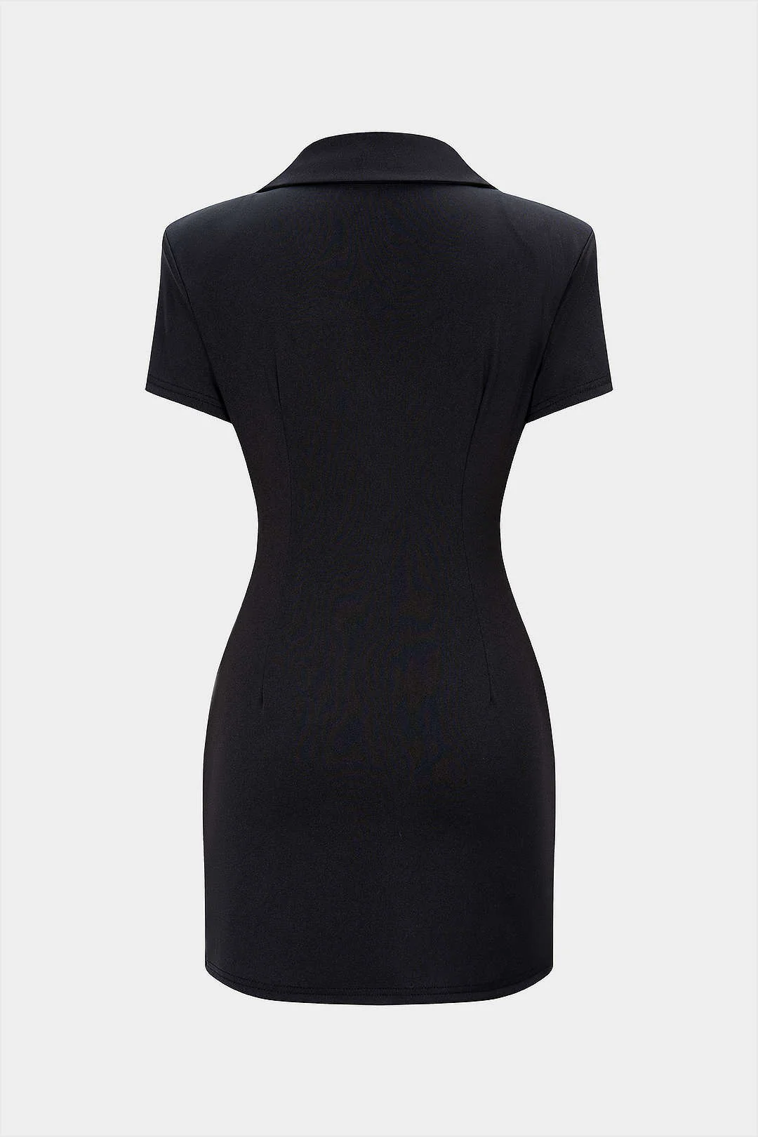 Deep V-Neck Pleated Short Sleeve Mini Dress - Weenar