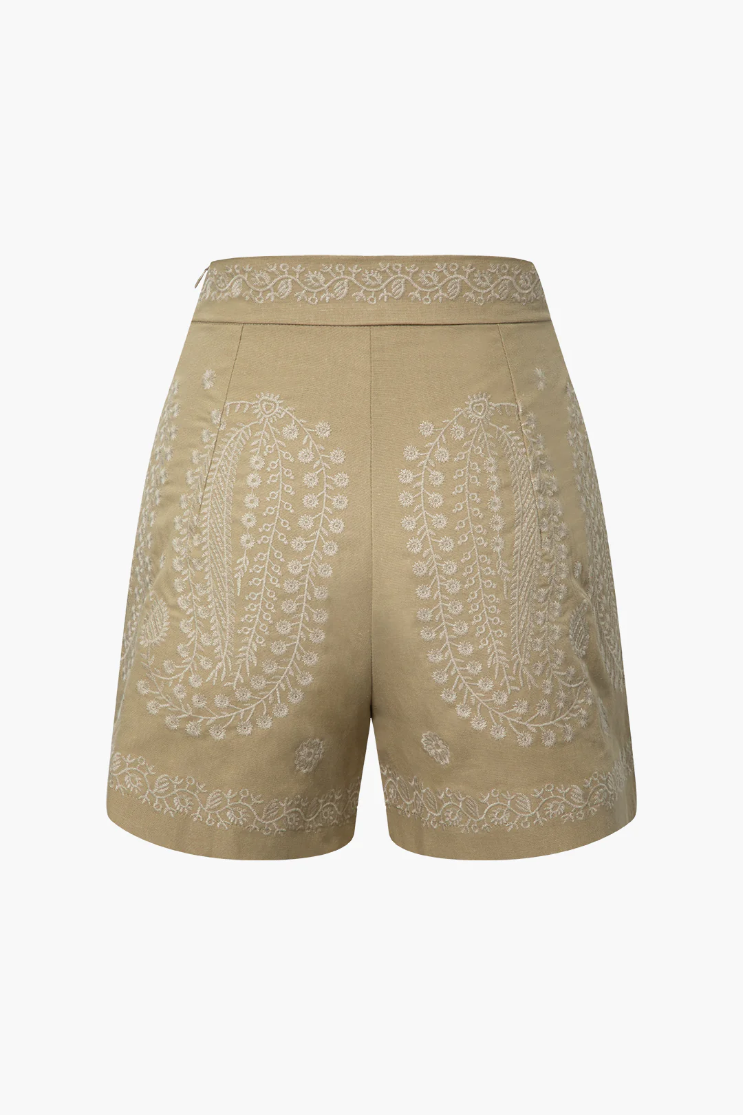 Embroidery Print High Waist Straight Leg Shorts - Weenar