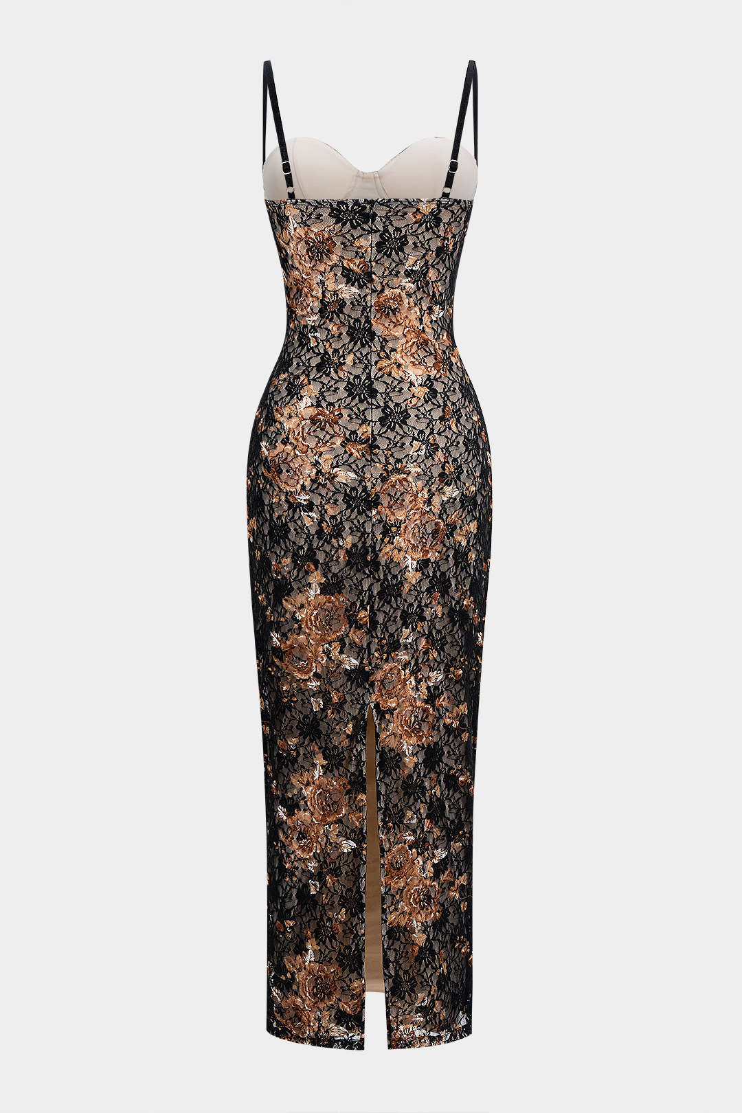 Floral Print Lace Patchwork Slip Underwire Sleeveless Maxi Dress - Weenar