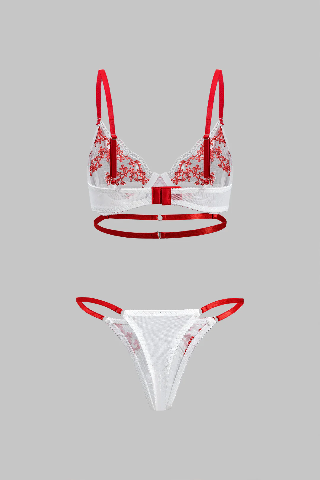 Mesh Embroidered Two-Piece Lingerie - Weenar