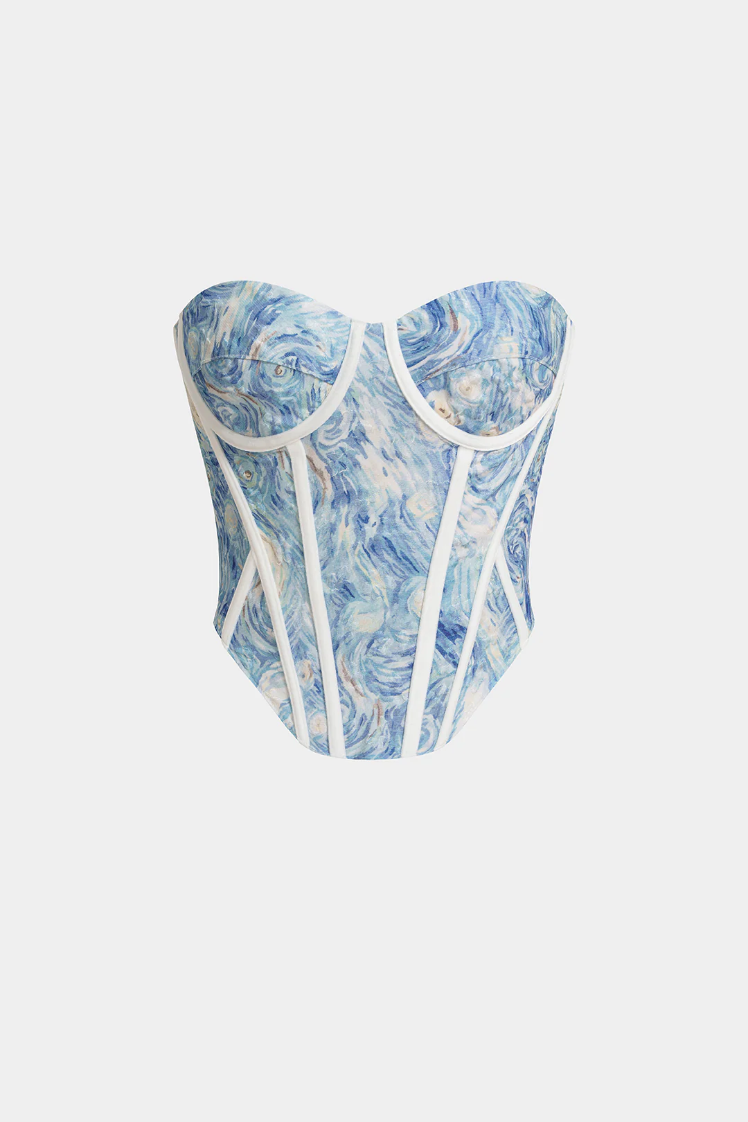 Artistic Print Bustier Tie Back Tube Top - Weenar