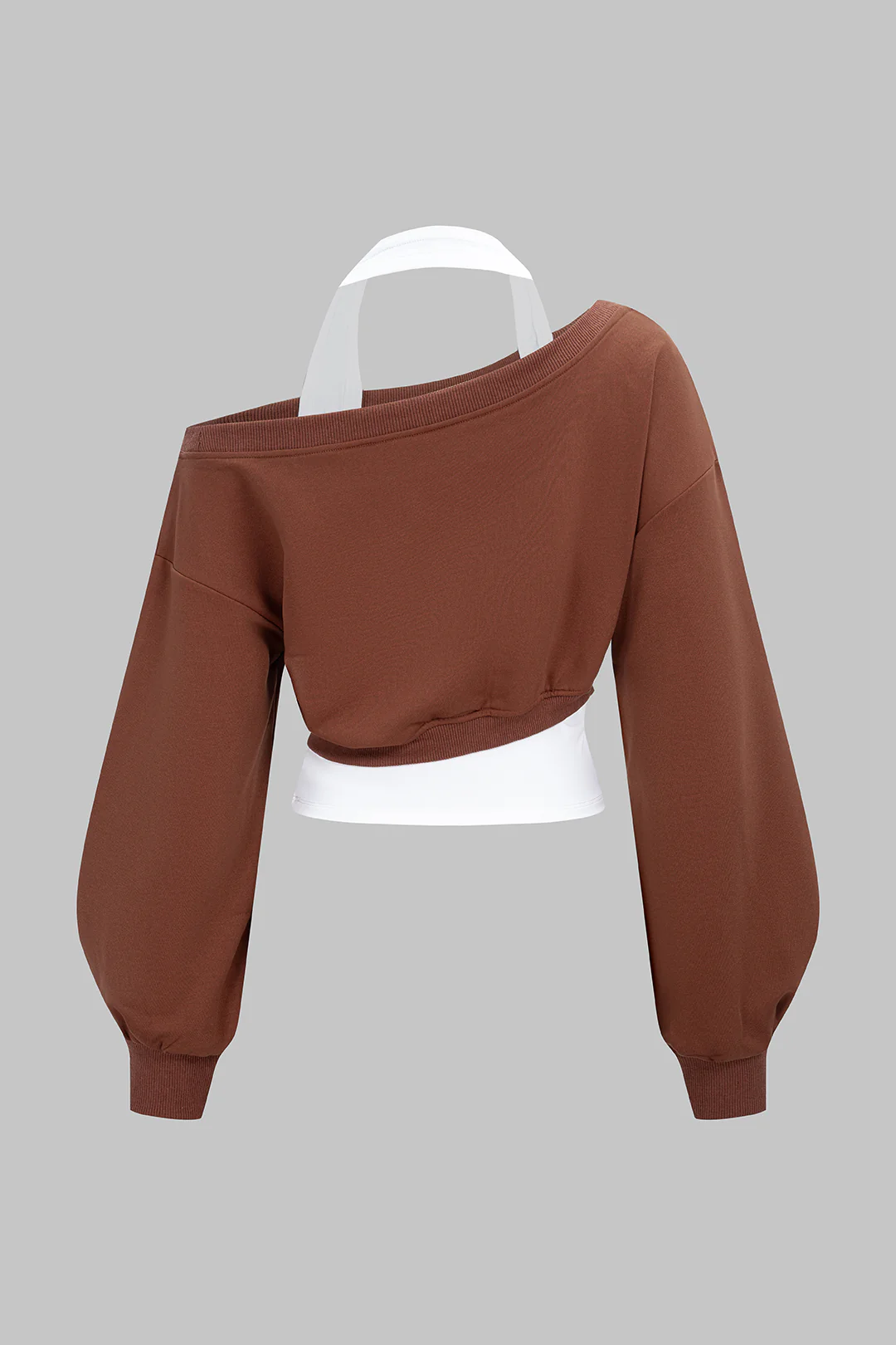 Halter Asymmetrical Long Sleeve Sweatshirt - Weenar