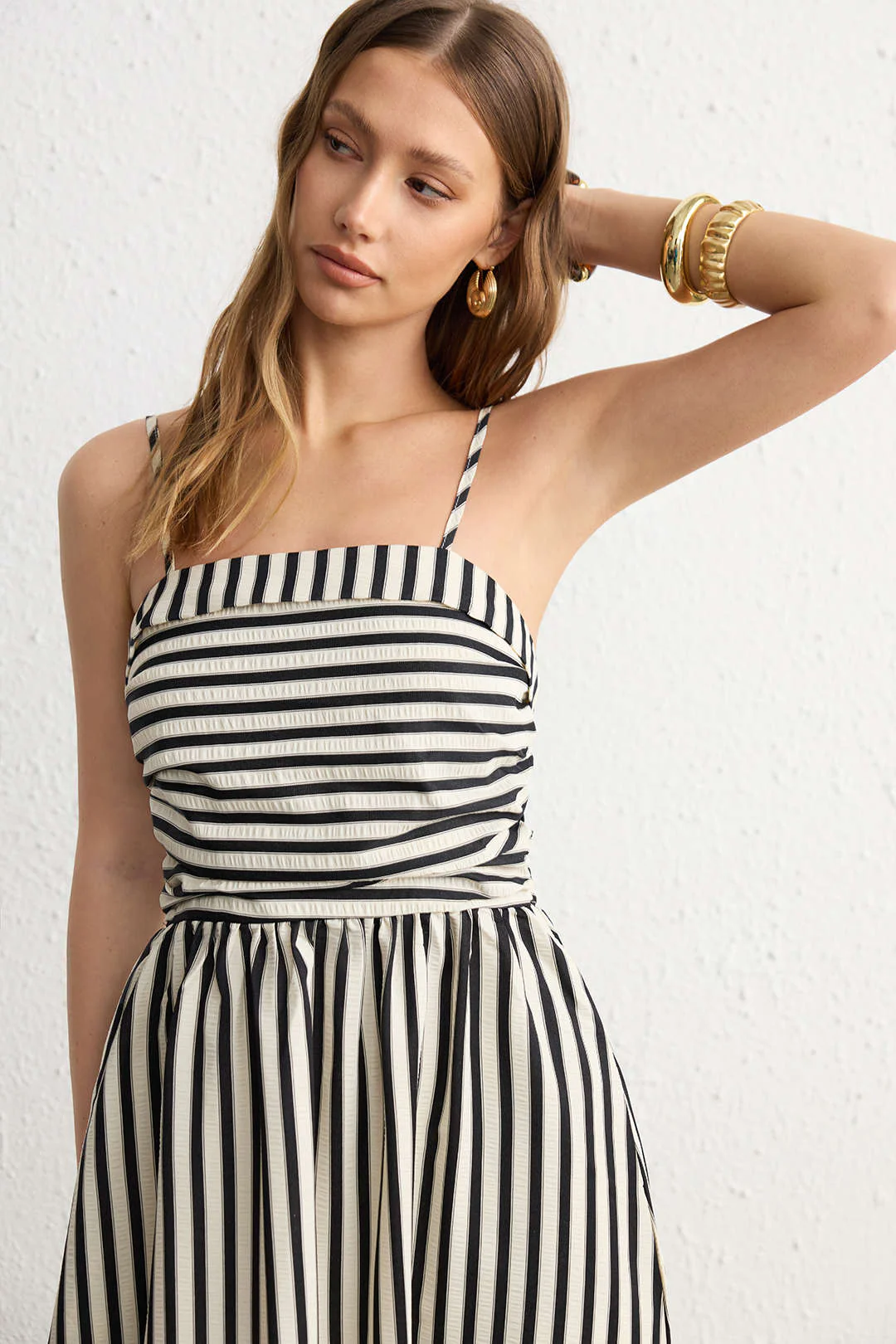 Striped Pocket Sleeveless Maxi Dress - Weenar