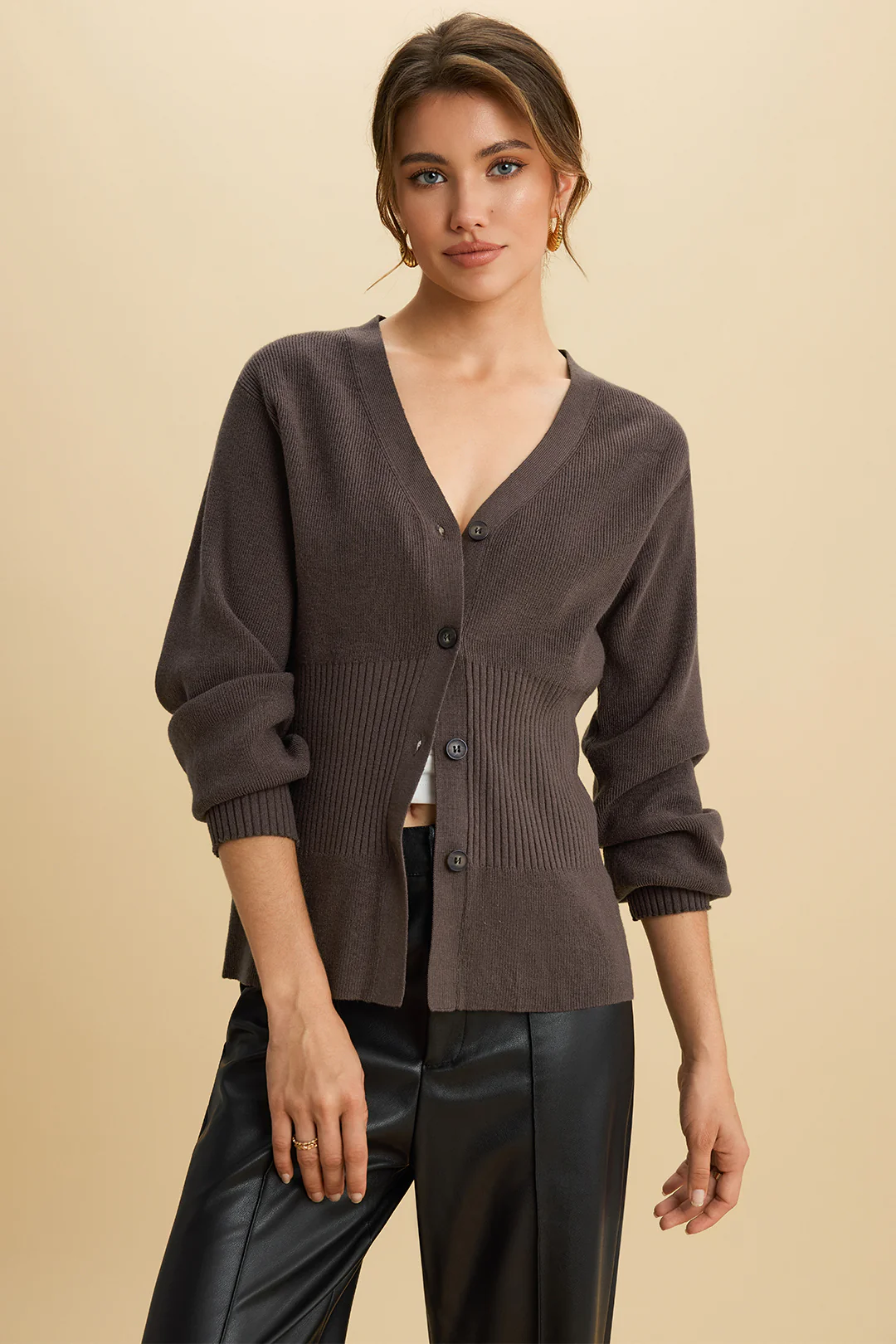 Knit Button Sweater Cardigan - Weenar