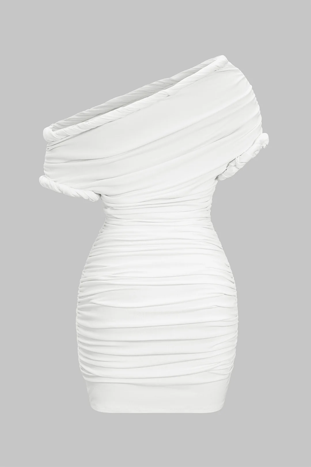 Asymmetrical Ruched Twist Knot Short Sleeve Mini Dress - Weenar