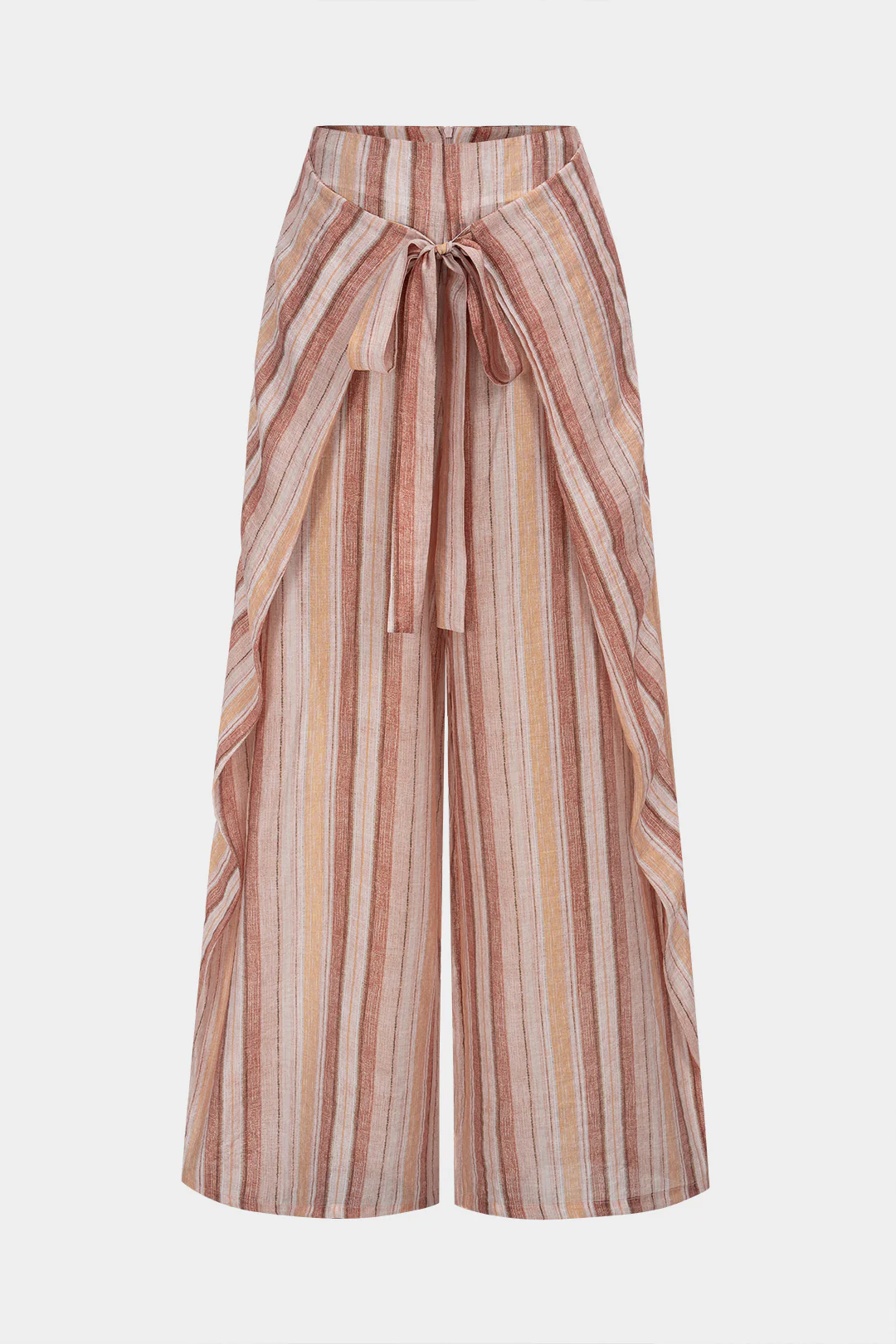 Stripes Print Tie Up Wide Leg Pants - Weenar