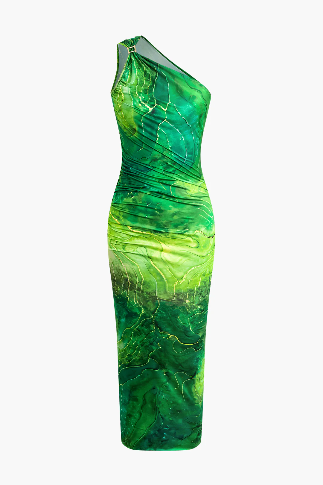 Splatter Print Single Shoulder Asymmetrical Sleeveless Midi Dress - Weenar