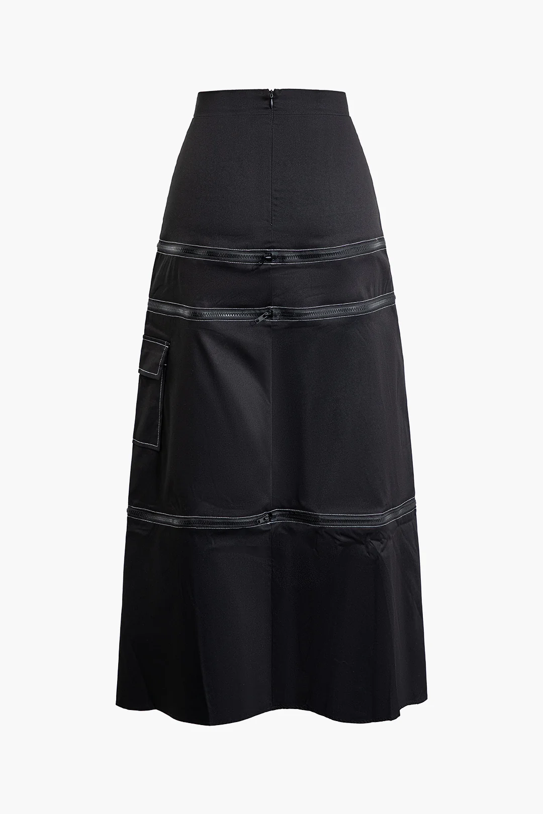 Solid Zipper Pocket Skirt - Weenar