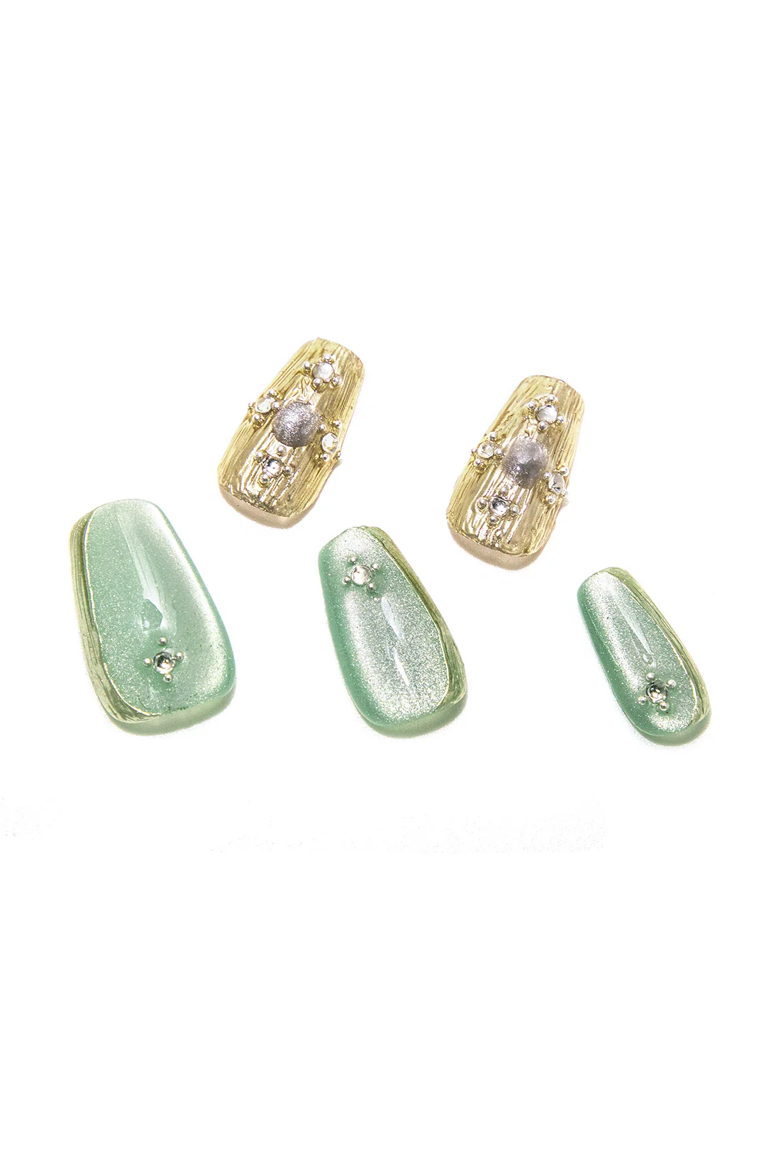 Cat Eye Rhinestone Press-On Nails - Weenar