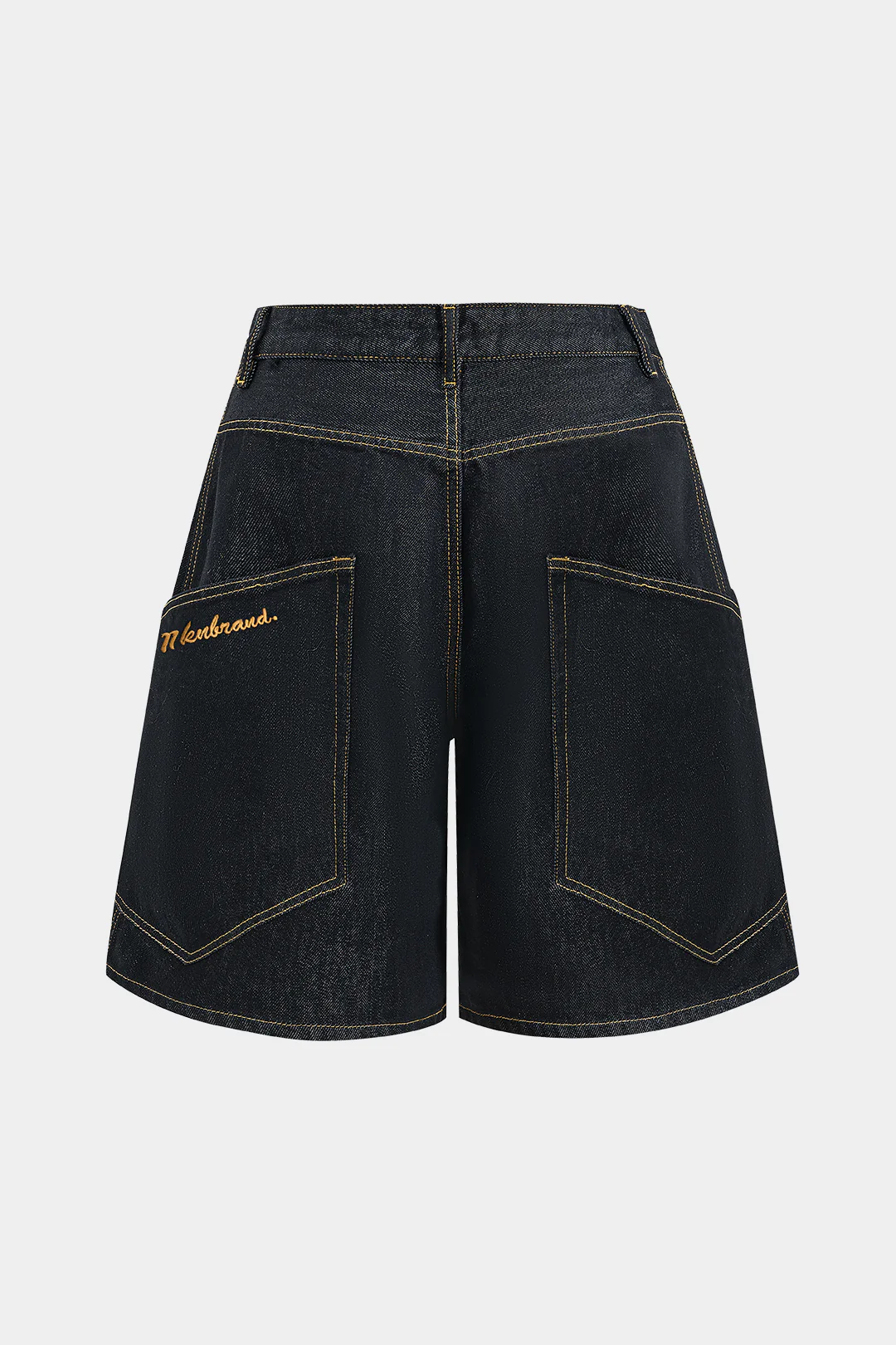 Denim Embroidery Button Pocket Stitching Shorts - Weenar