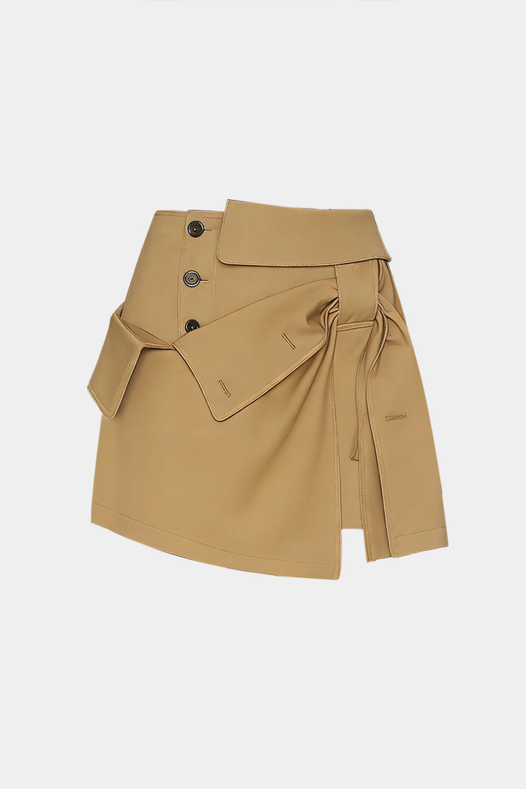 Button Ruched Asymmetrical Skirt - Weenar