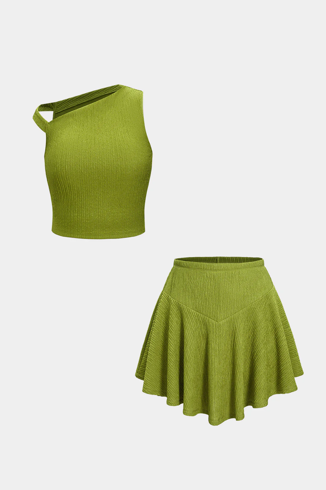 Asymmetrical Tank Top And Ruched Skirt Set - Weenar