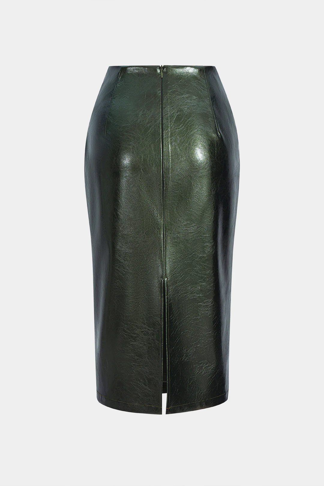 Faux Leather High Waist Ruched Asymmetrical Skirt - Weenar