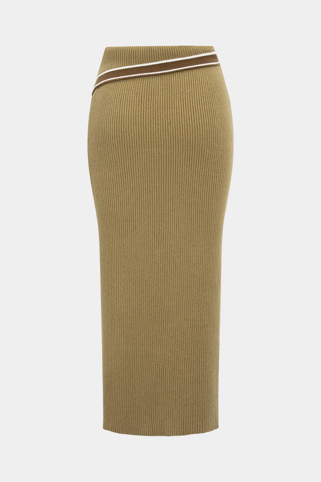 Knit Metallic Button Contrast Skirt - Weenar