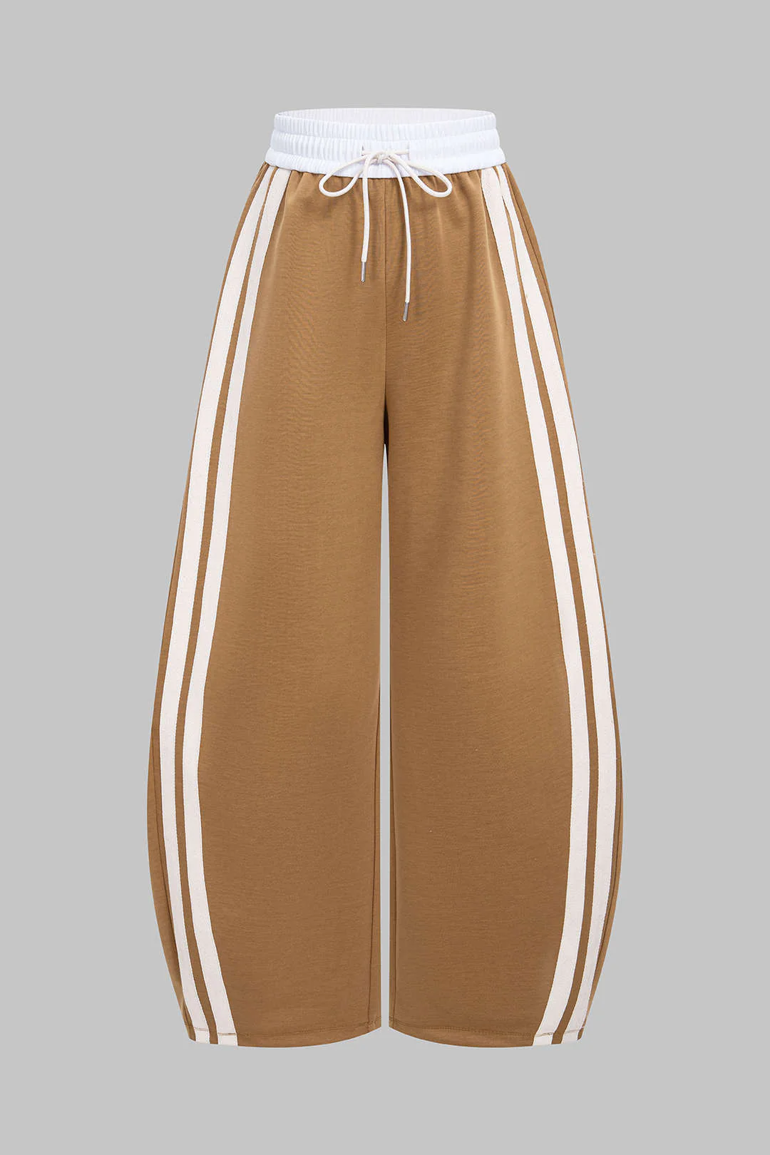 Contrast Side Stripes Drawstring Shirred Waistband Pants - Weenar