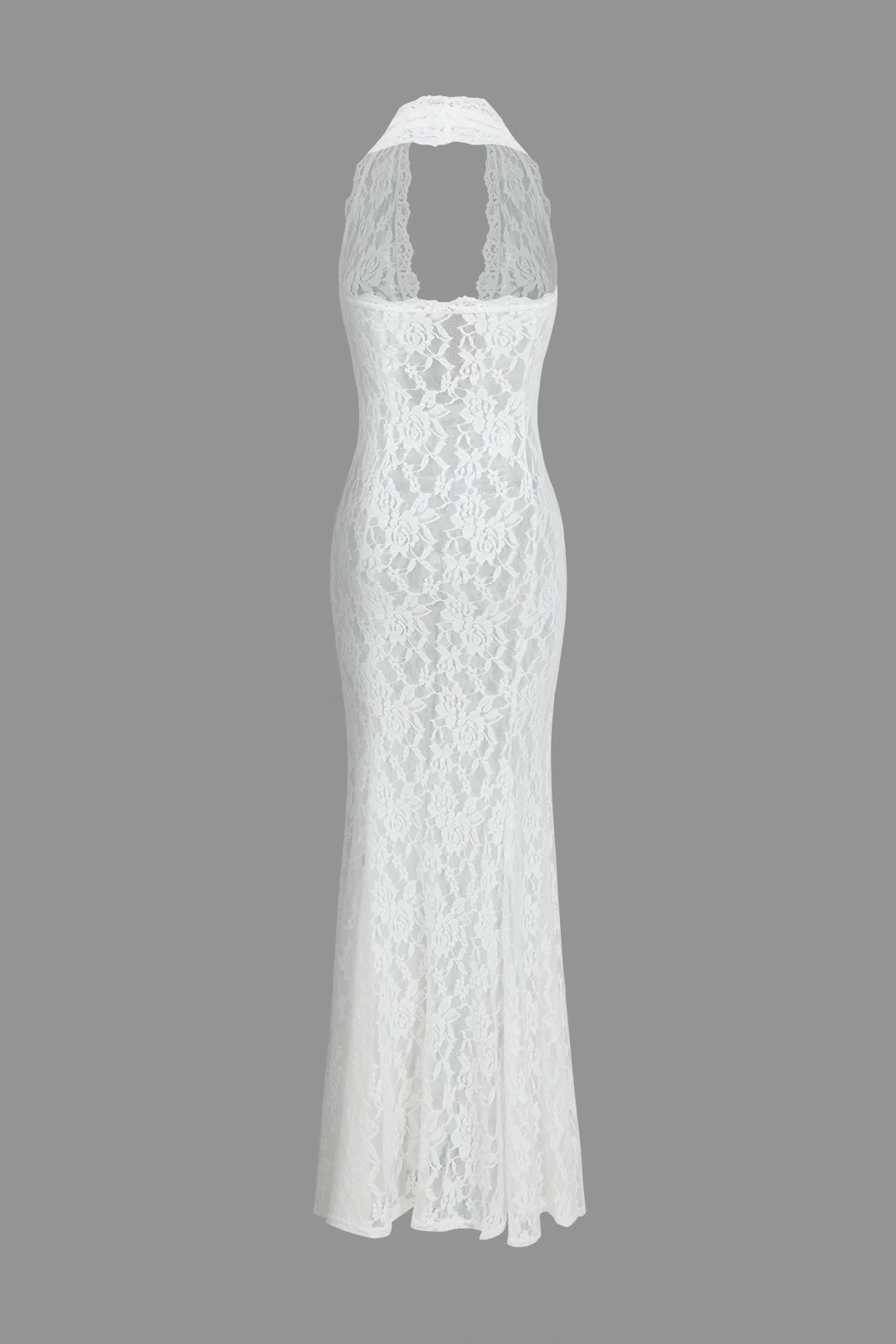 Lace Halter Neck Cut Out Sleeveless Maxi Dress - Weenar