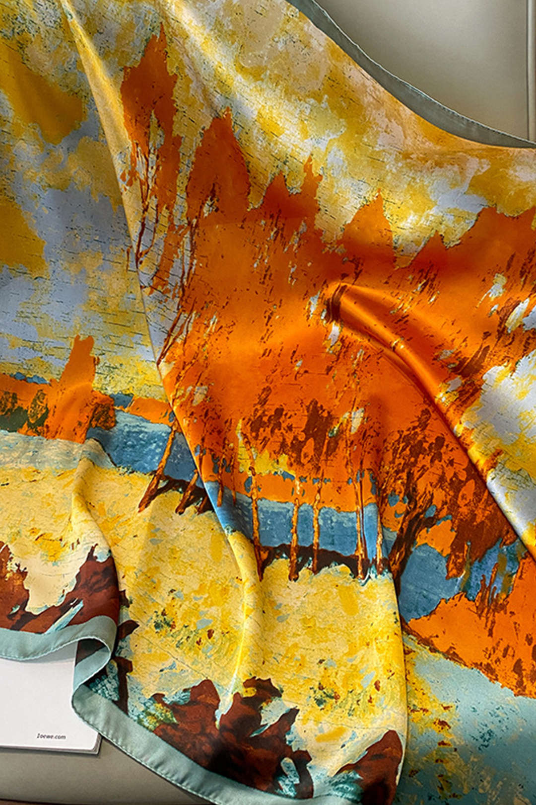 Abstract Print Satin Scarf - Weenar