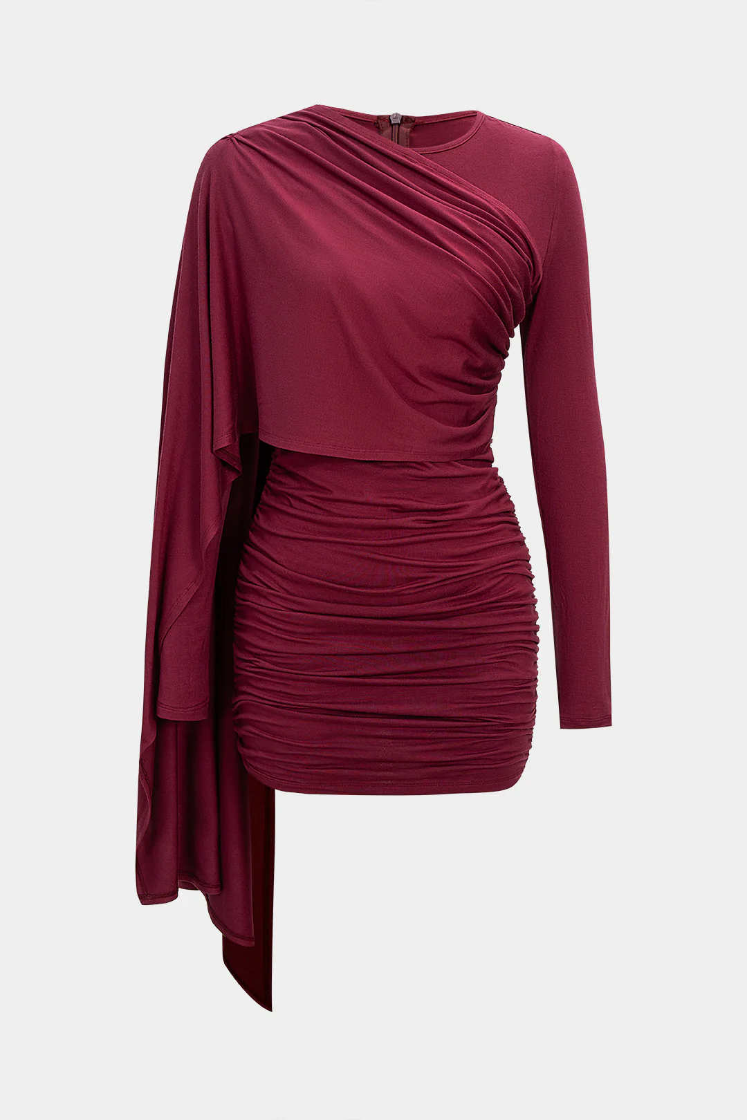 Ruched Long Sleeve Mini Dress - Weenar