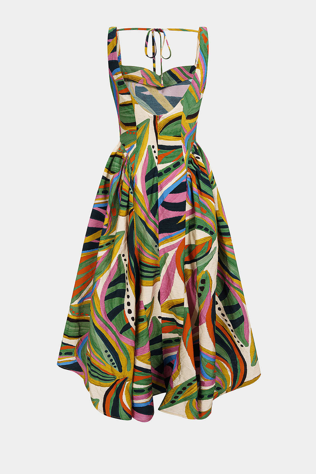 Abstract Print Ruched Sleeveless Maxi Dress - Weenar