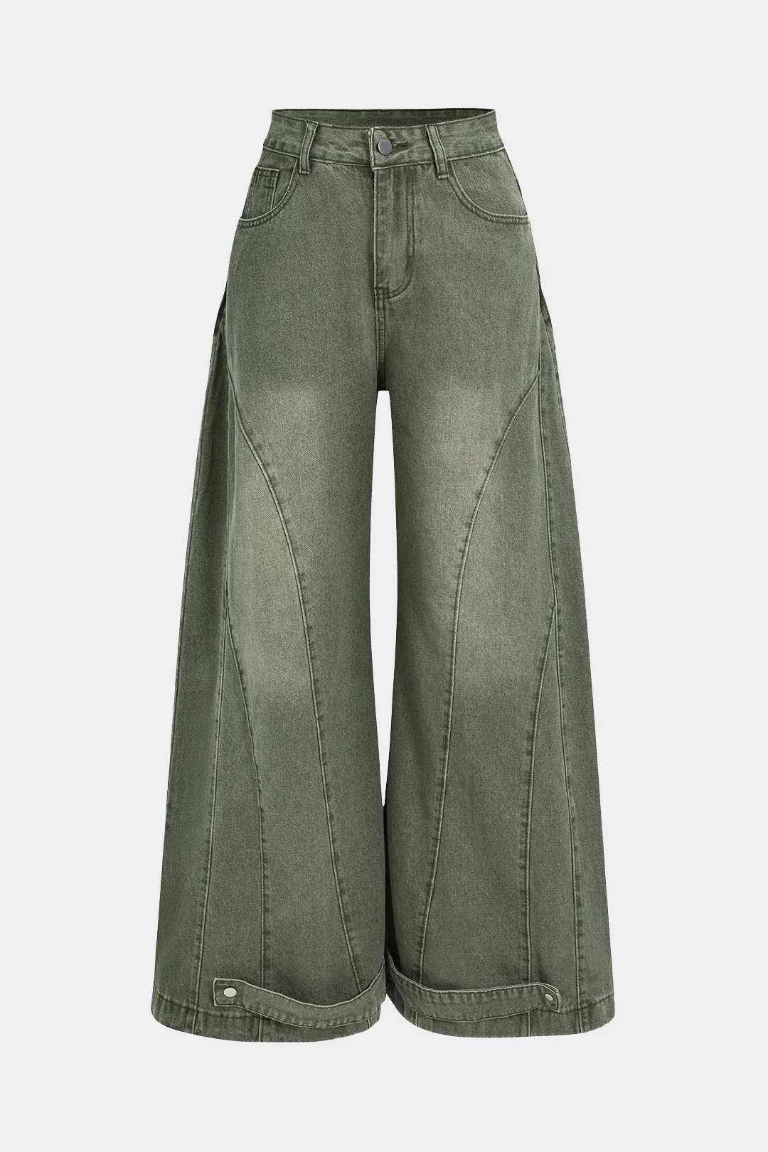 Denim Washed Wide Leg Jeans - Weenar