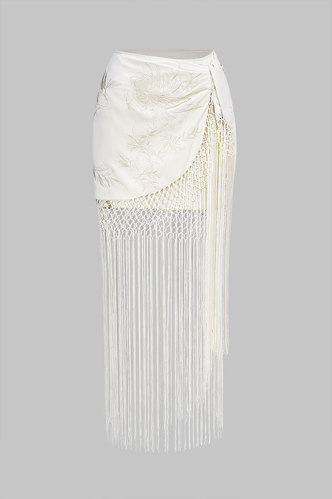 Embroidery Fringe Asymmetrical Skirt - Weenar