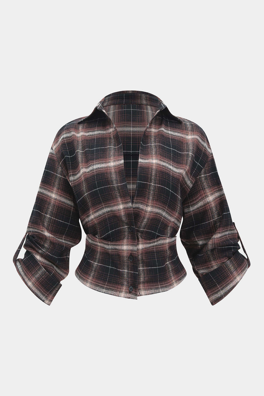 Plaid Print Button Long-Sleeve Shirt - Weenar