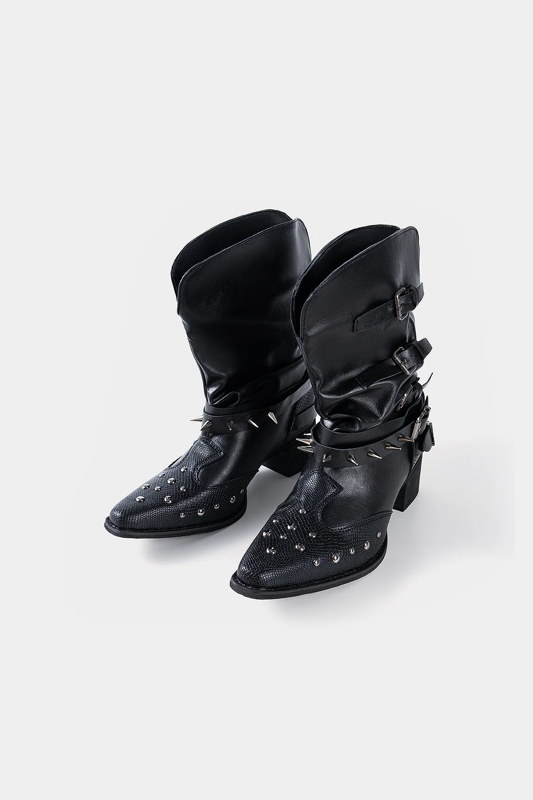 Studded Pointed Ankle Boots - Weenar