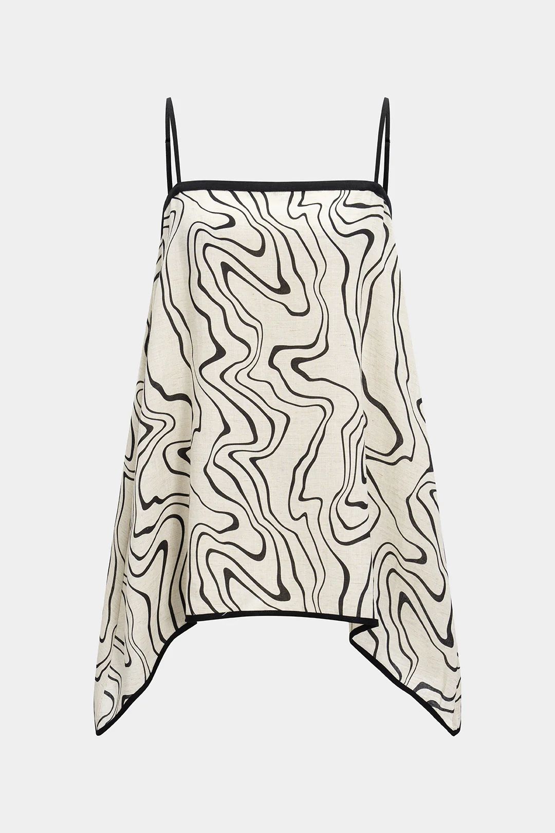 Abstract Print Linen Slip Detail Cami Top - Weenar
