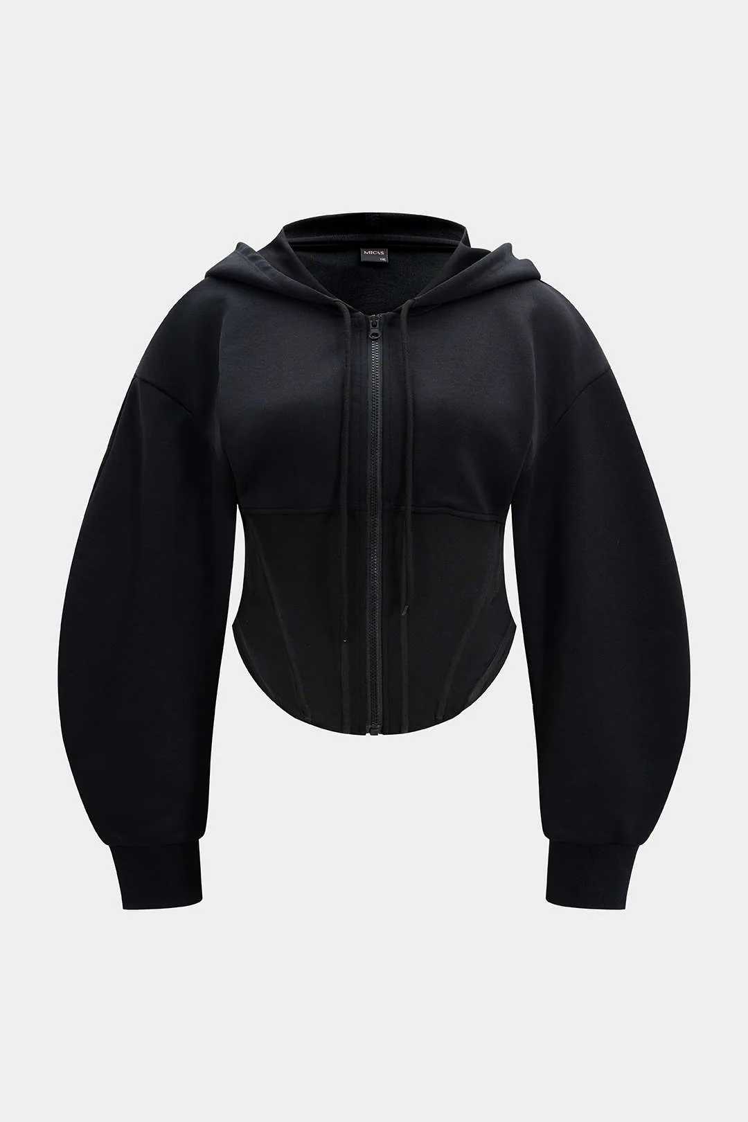 Plus Size Corset Drawstring Zipper Hoodie - Weenar