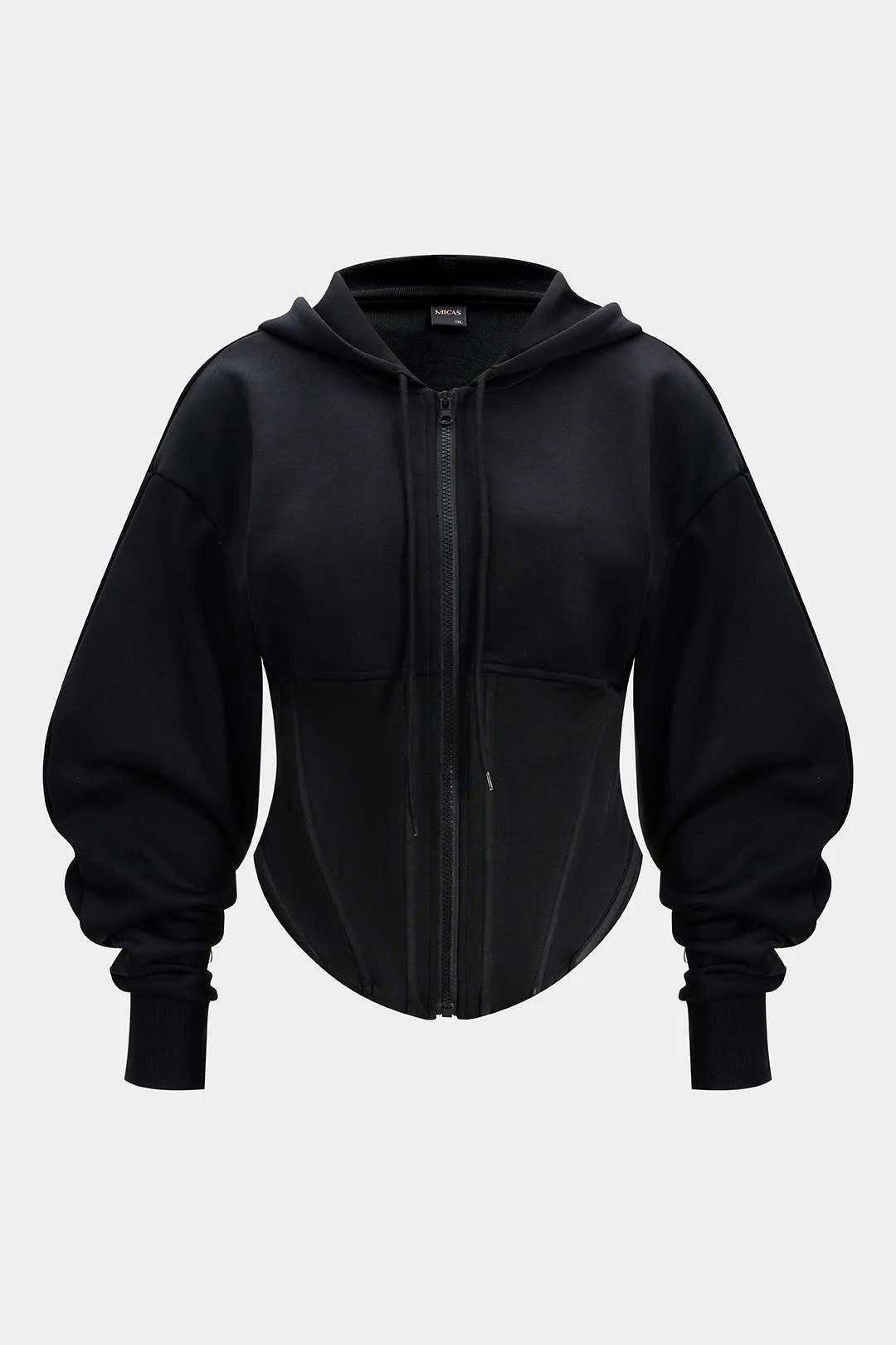 Plus Size Corset Drawstring Zipper Hoodie - Weenar
