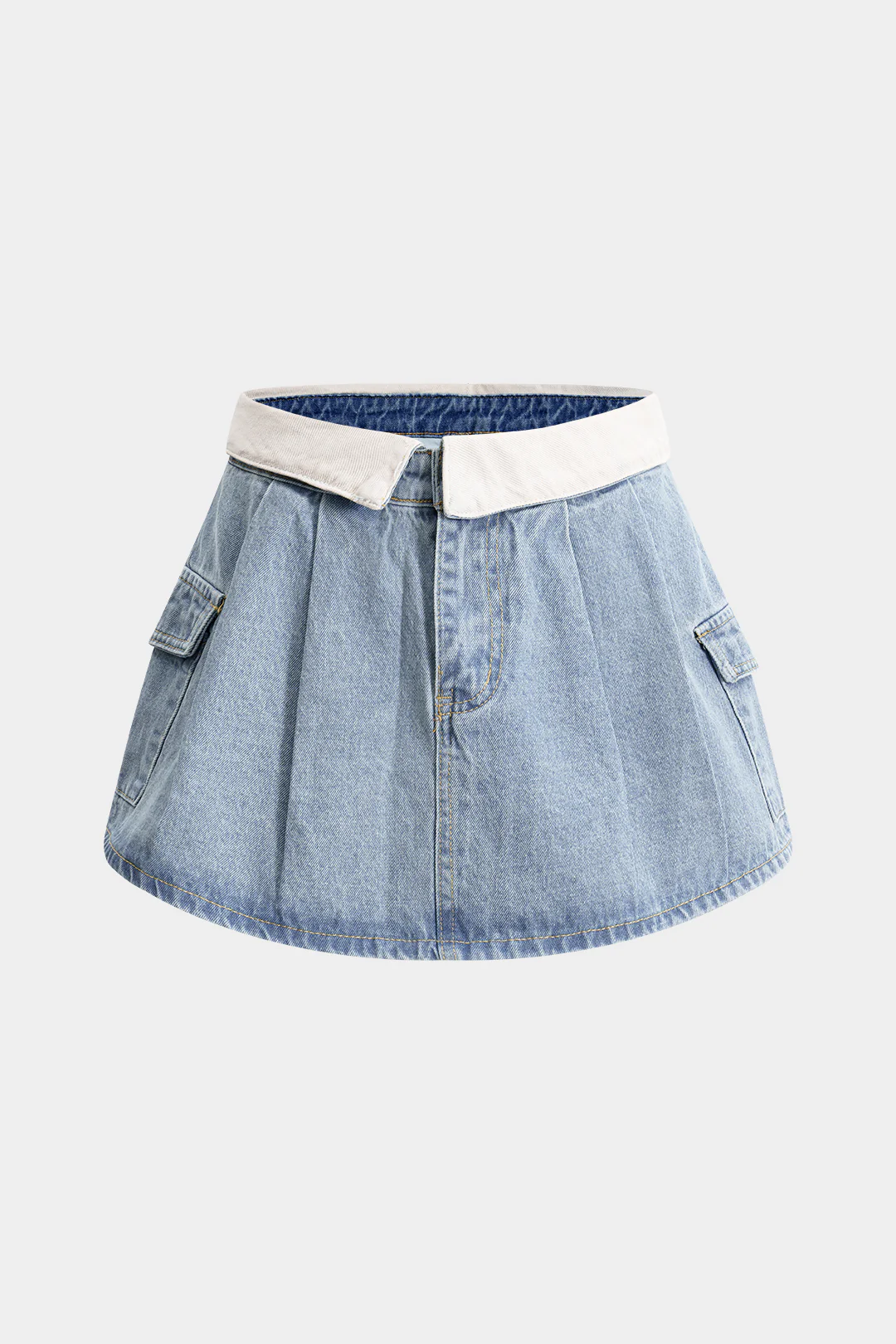 Denim Patchwork Pocket Skirt - Weenar