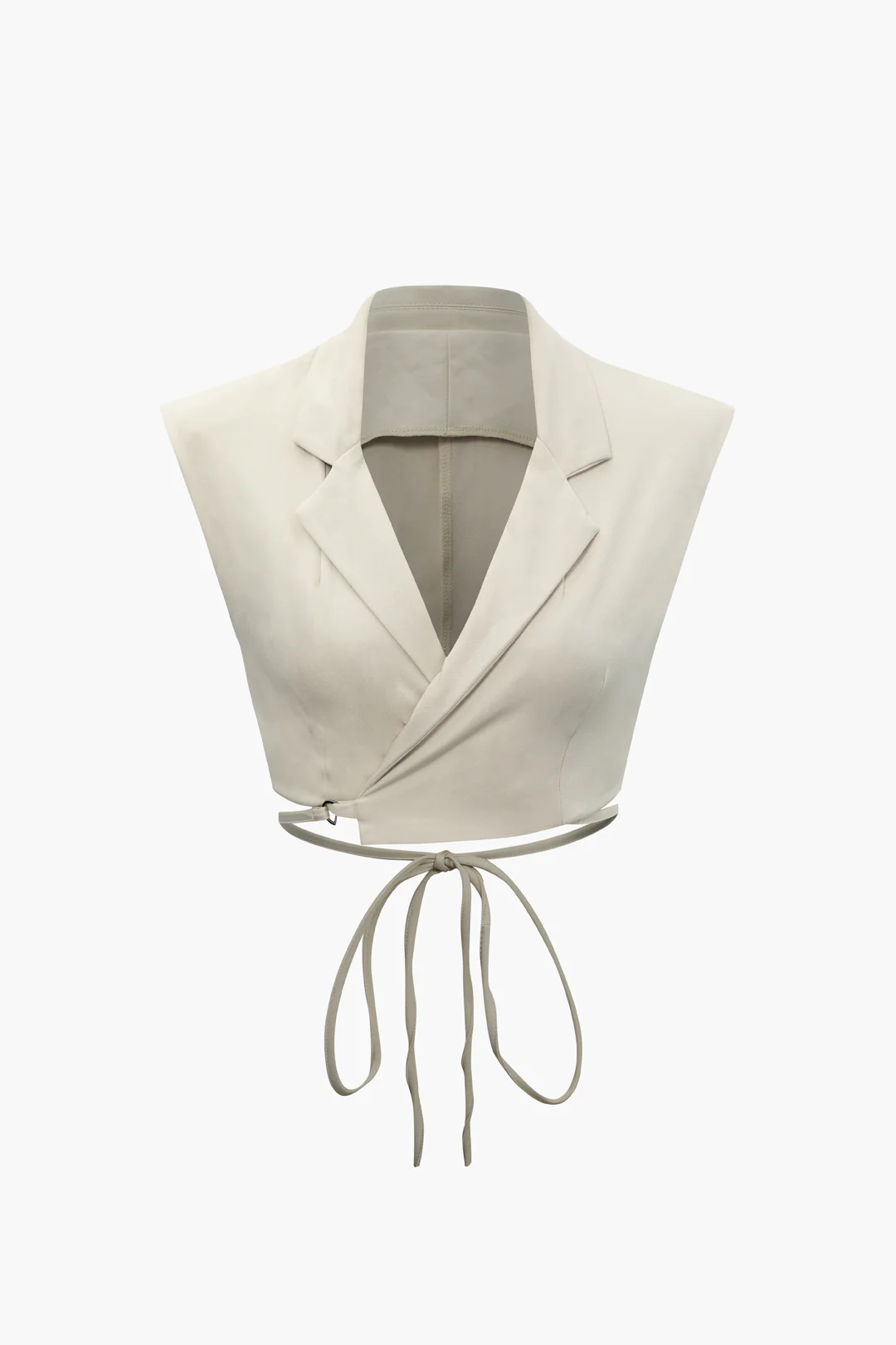 Notched Lapel Tie Back Vest And Straight Leg Suit Pants Set - Weenar