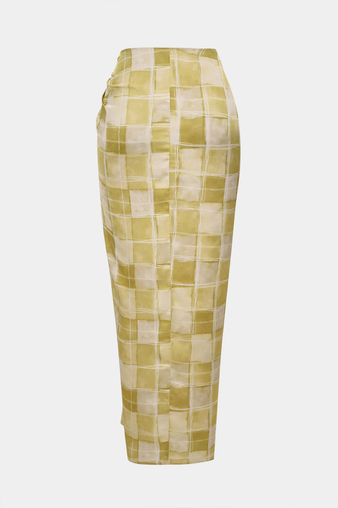 Plaid Print Satin Wrap Knotted Skirt - Weenar