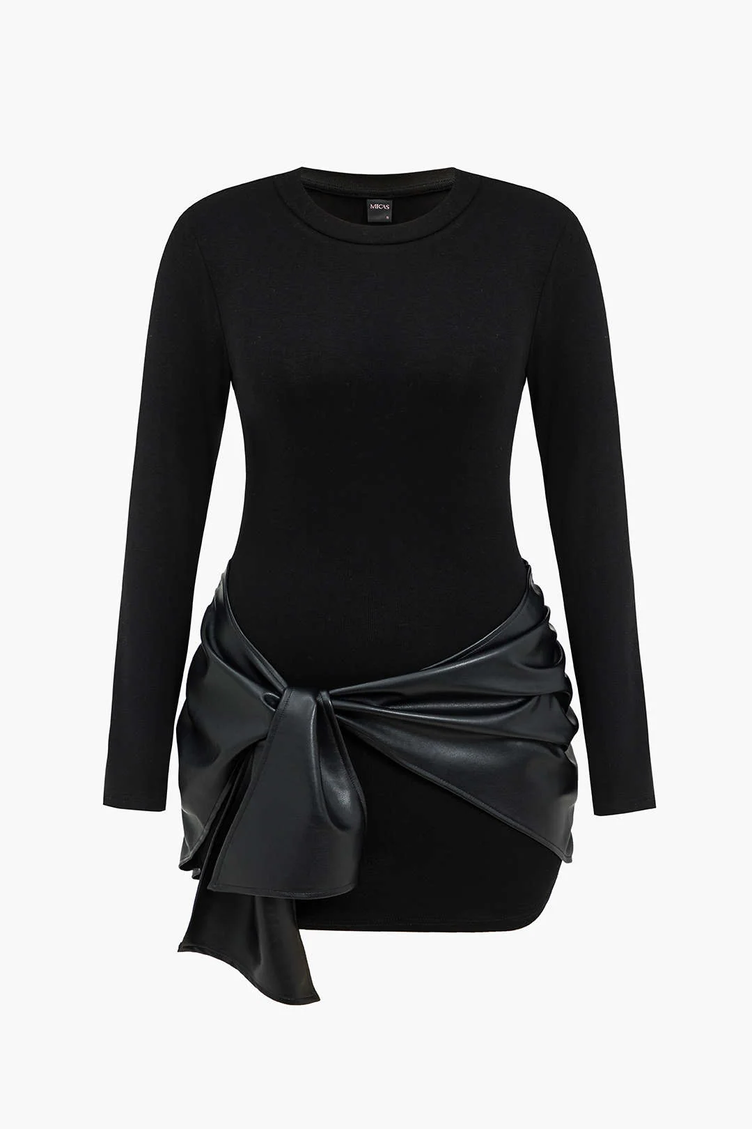 Plus Size Faux Leather Patchwork Mini Dress - Weenar