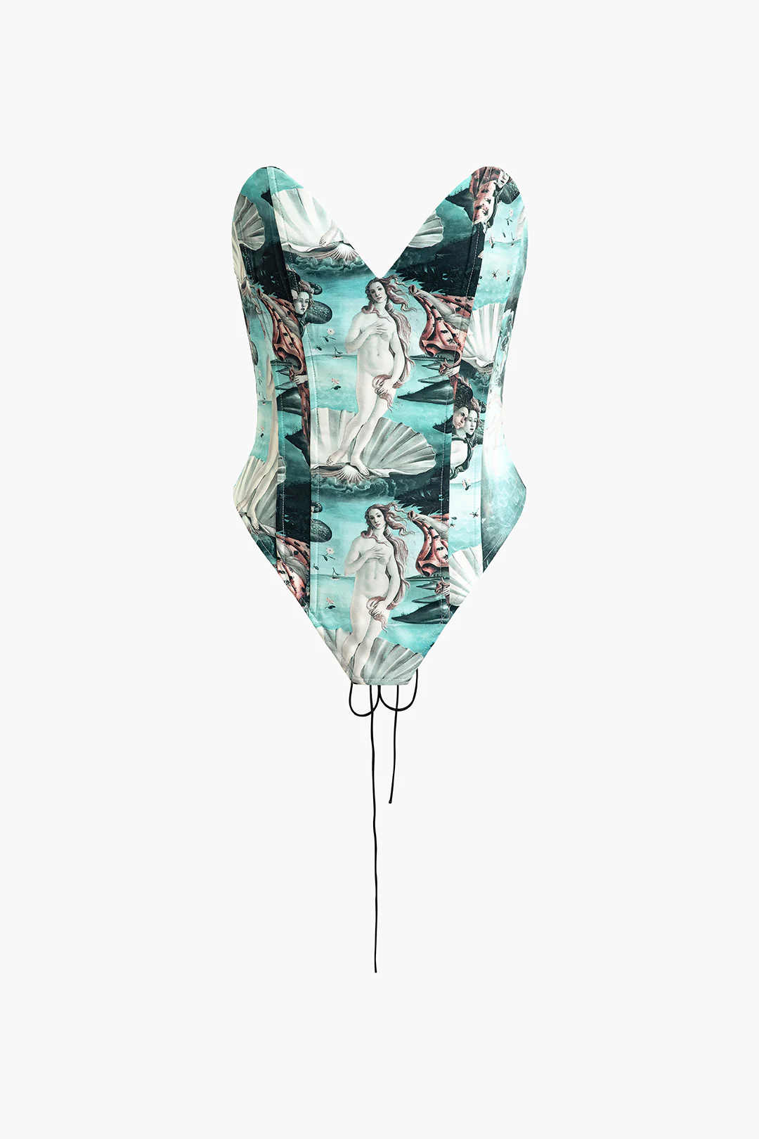 Shell Print Tie Up Sleeveless Bodysuit - Weenar