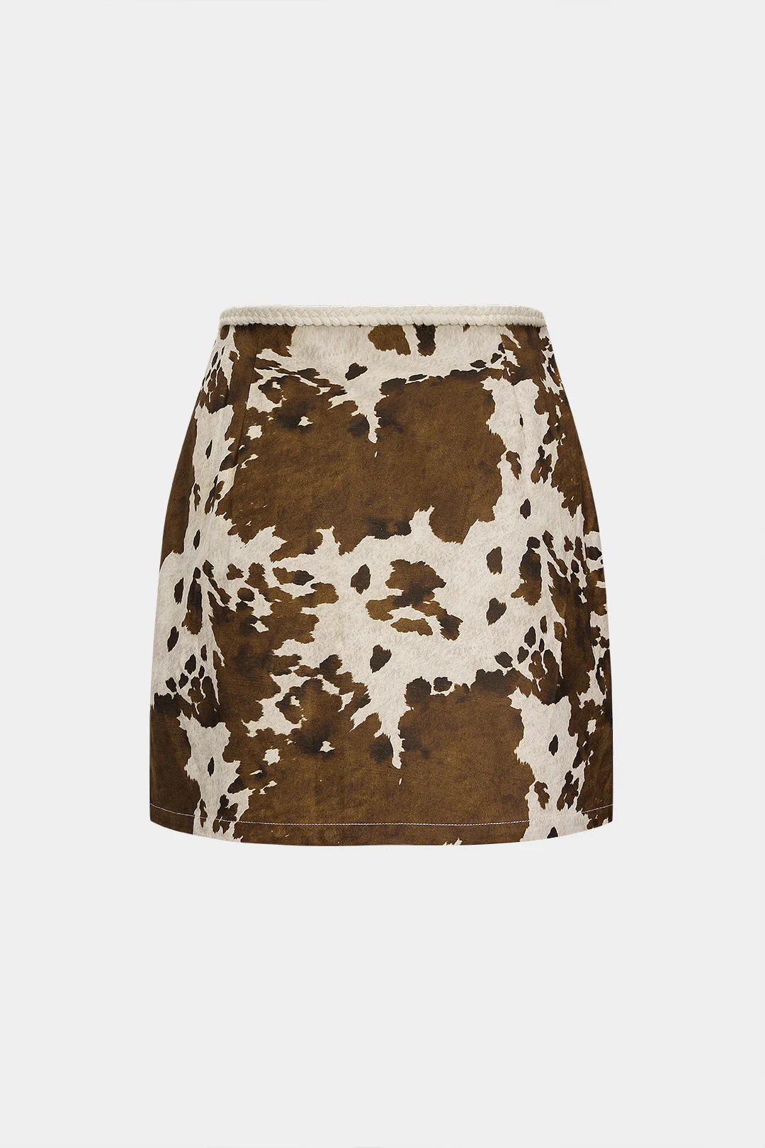 Abstract Print Braided Belted Zipper Skirt - Weenar