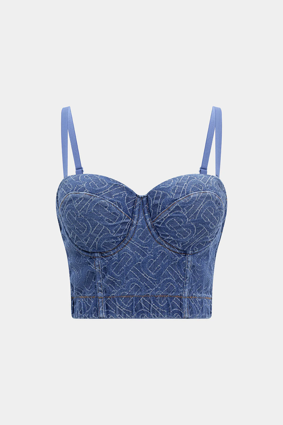 Denim Ribbed Slip Crop Top - Weenar