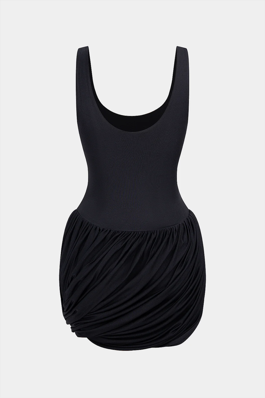 Asymmetrical Ruched High Waist Slip Long Sleeve Mini Dress - Weenar