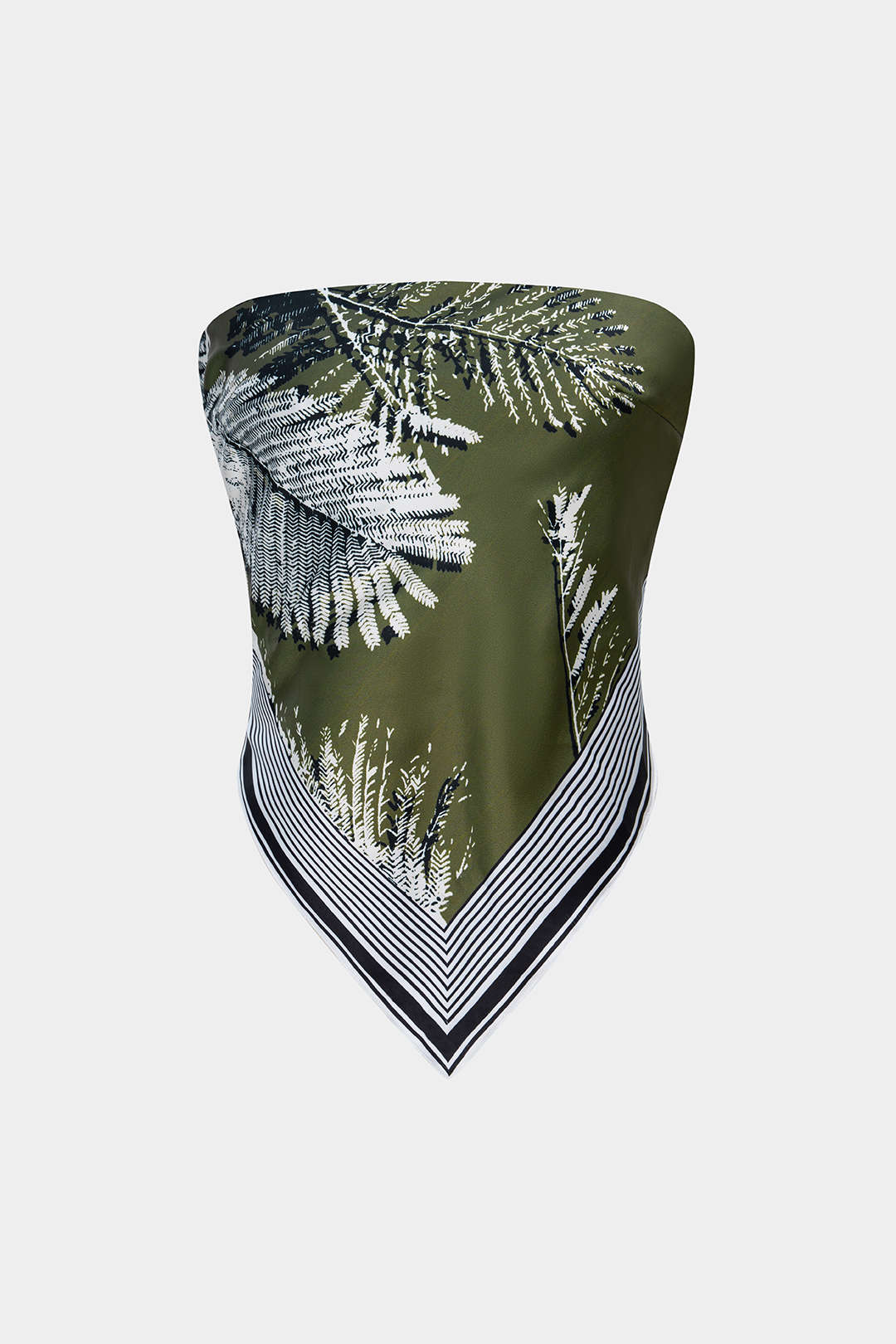 Leaves Contrast Print Satin Backless Tube Top - Weenar