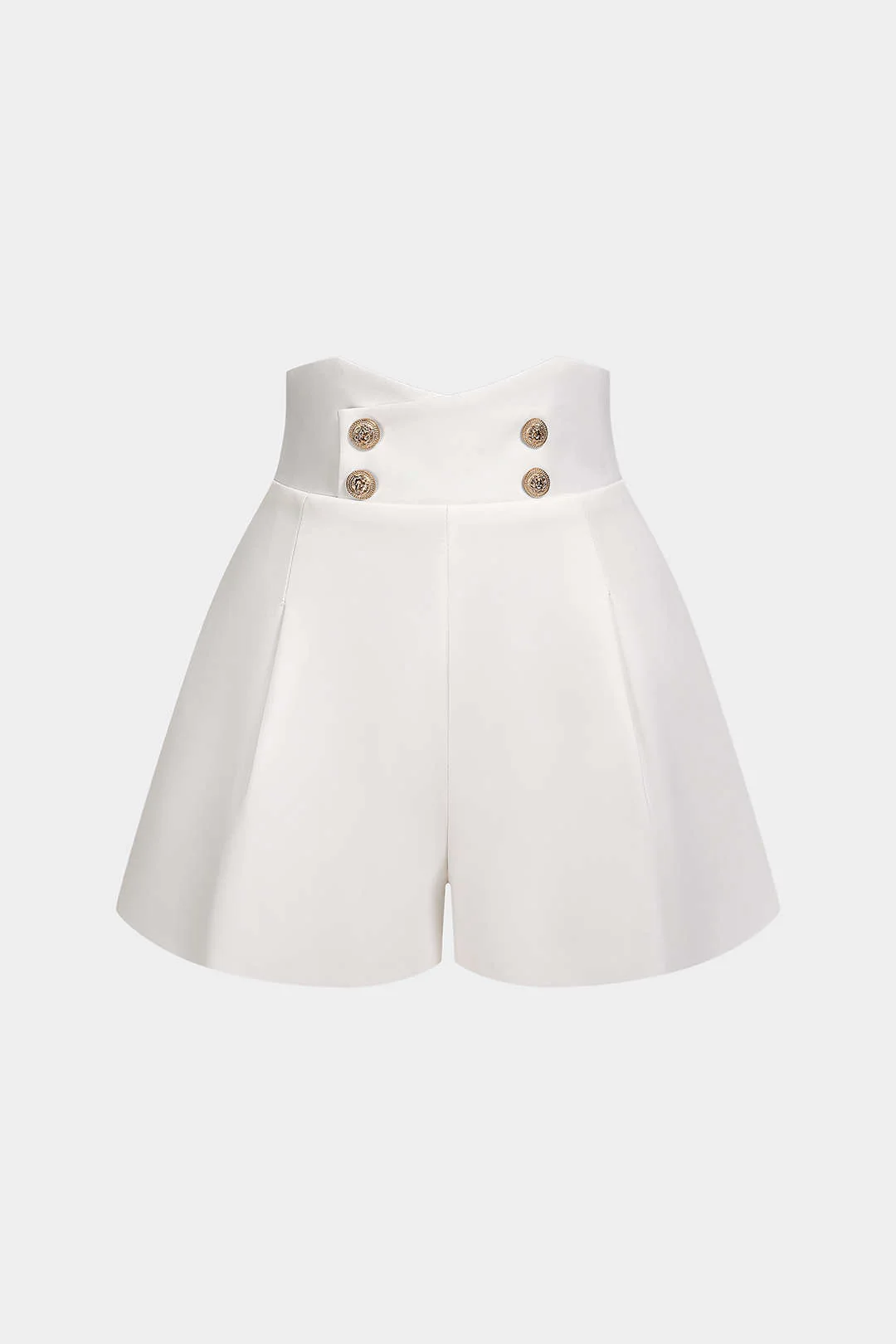 Button High Waist Wide Leg Shorts - Weenar
