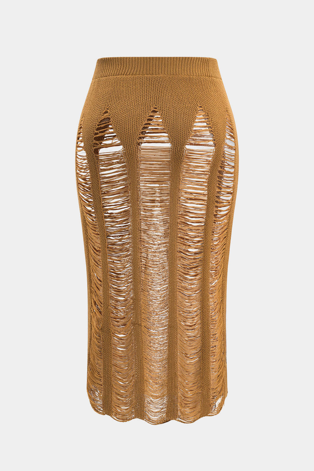 Plus Size Knit Distressed Ladder Skirt - Weenar