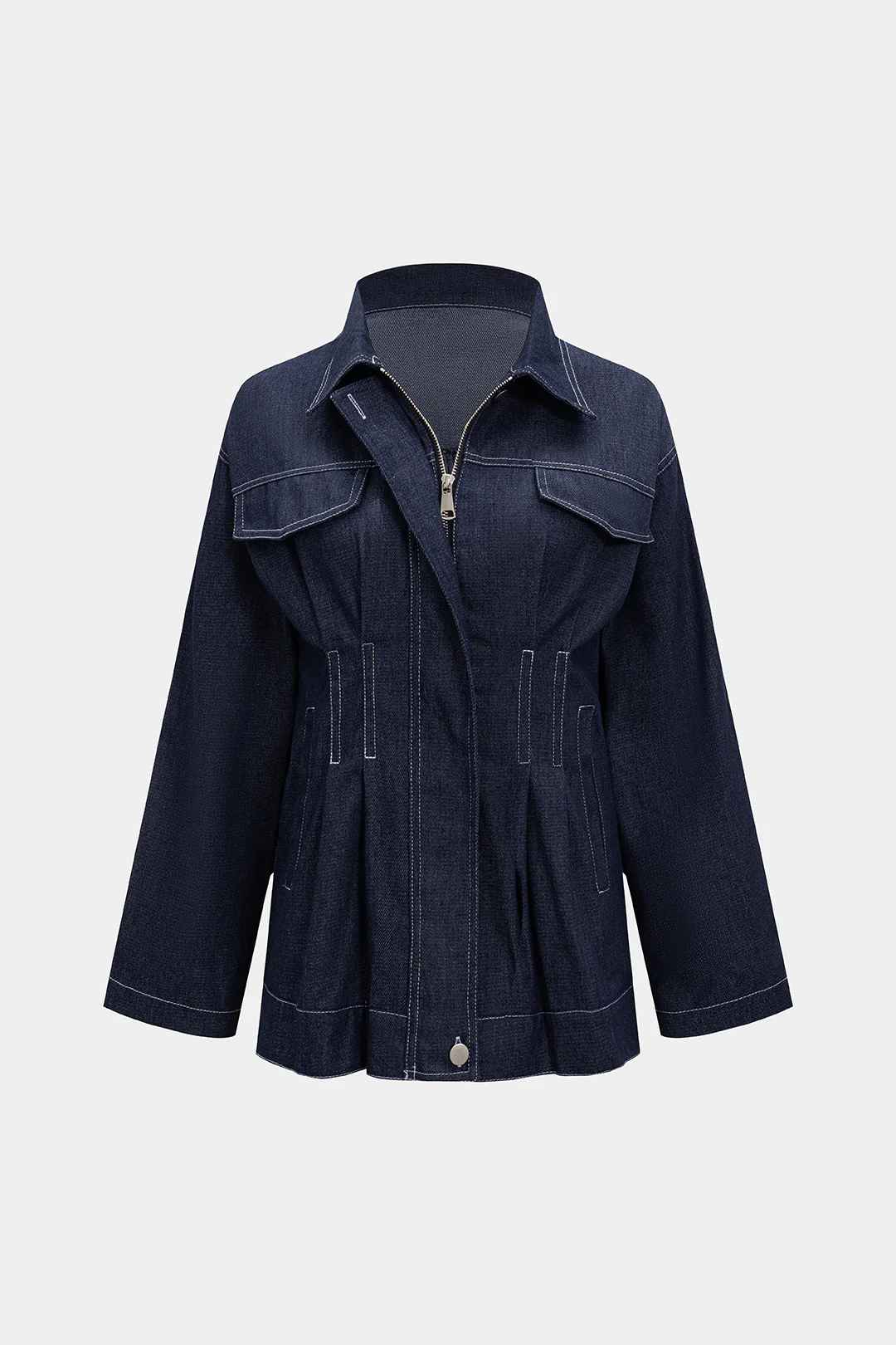 Denim Pleated Outerwear - Weenar