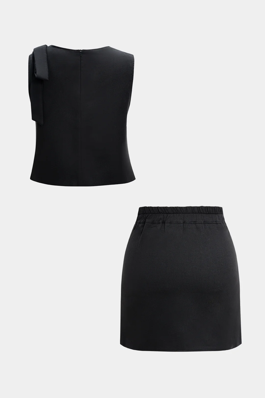 Metallic Decor Tank Top Sleeveless And High-Waisted Mini Skirt Set - Weenar