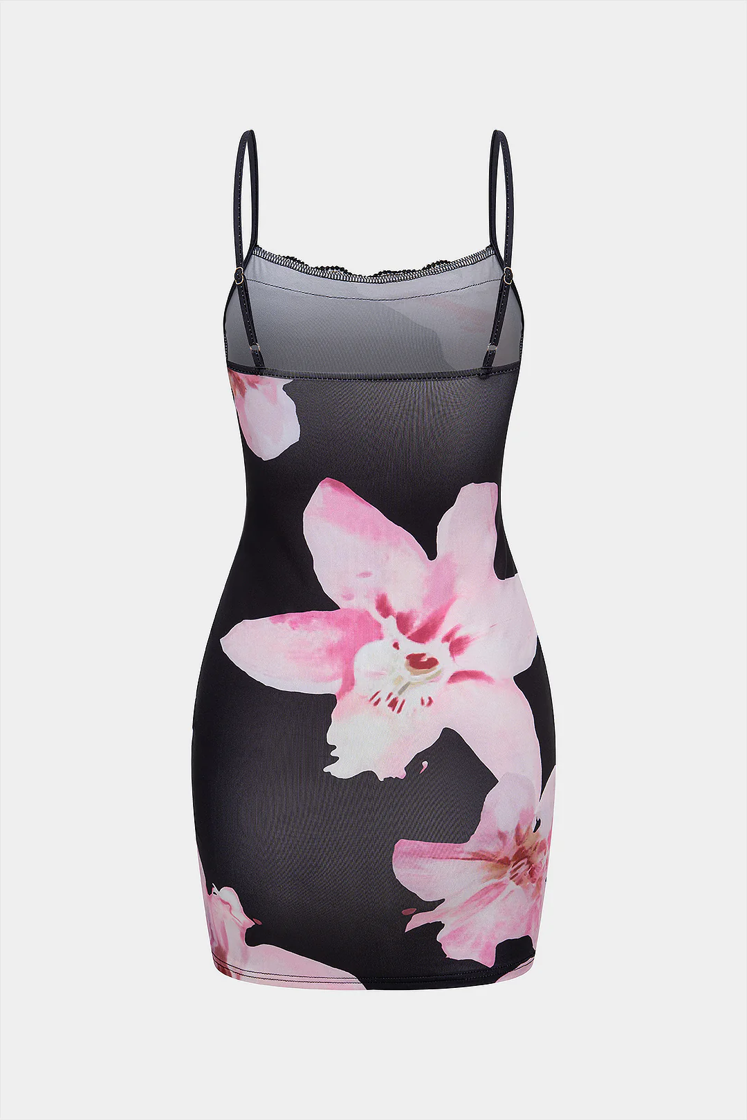 Floral Print Lace Trim Slip Sleeveless Mini Dress - Weenar