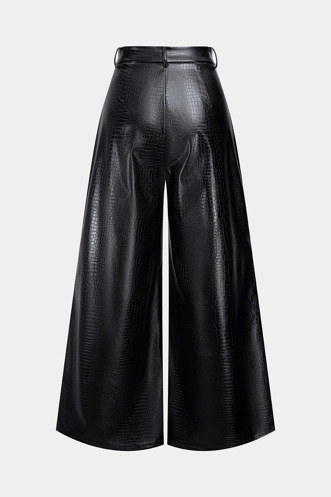 Crocodile Print Faux Leather High Waist Pants - Weenar