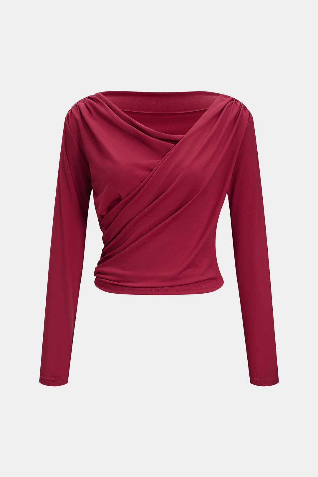 Asymmetrical Ruched Long-Sleeve Top - Weenar