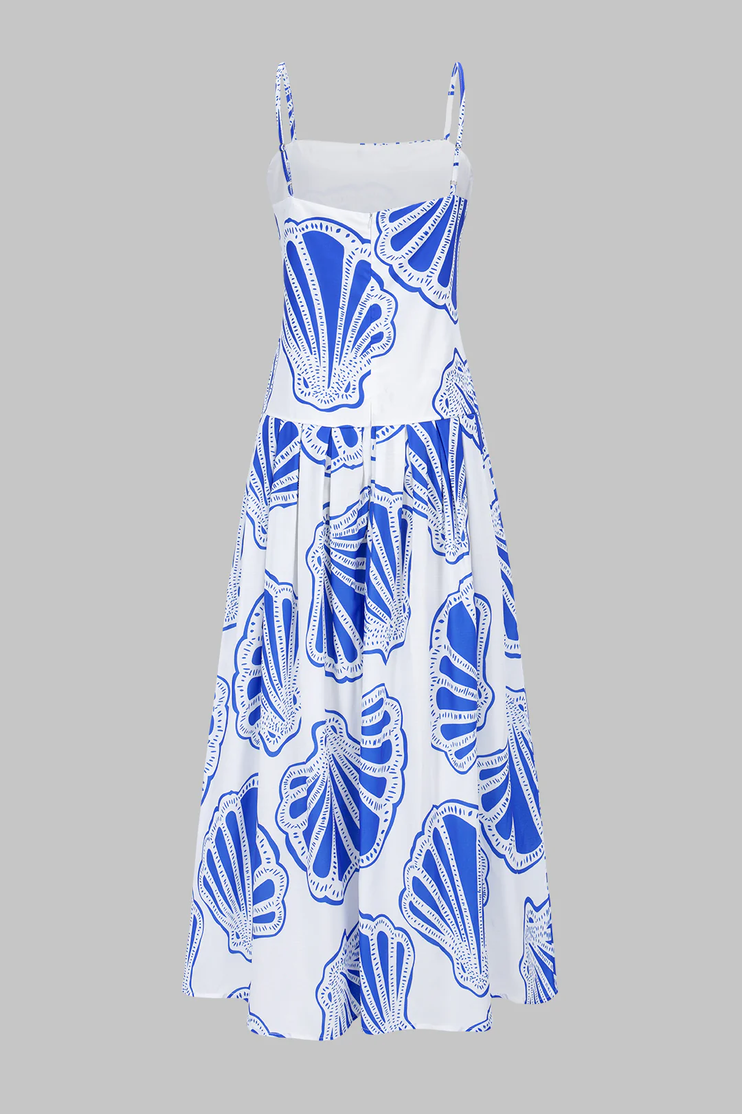 Shell Print Pleated Sleeveless Maxi Dress - Weenar