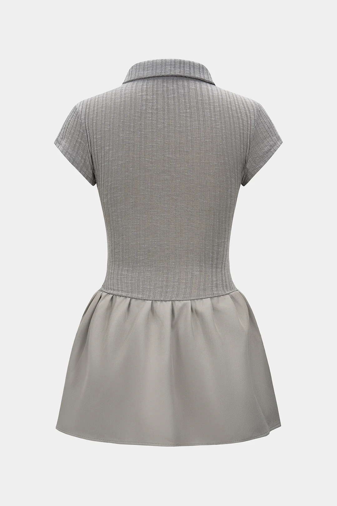 Knit Patchwork Short Sleeve Dress - Weenar